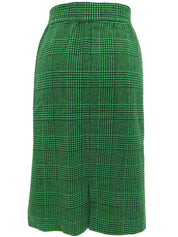 Glen Check Pattern Double-Breasted Set in Green