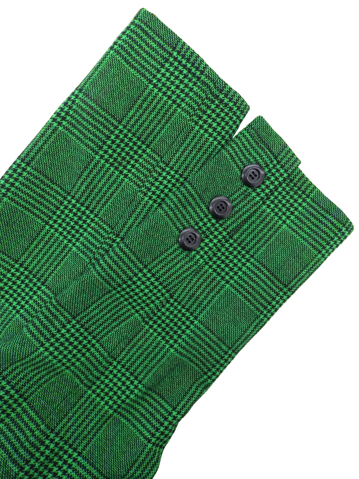 Glen Check Pattern Double-Breasted Set in Green