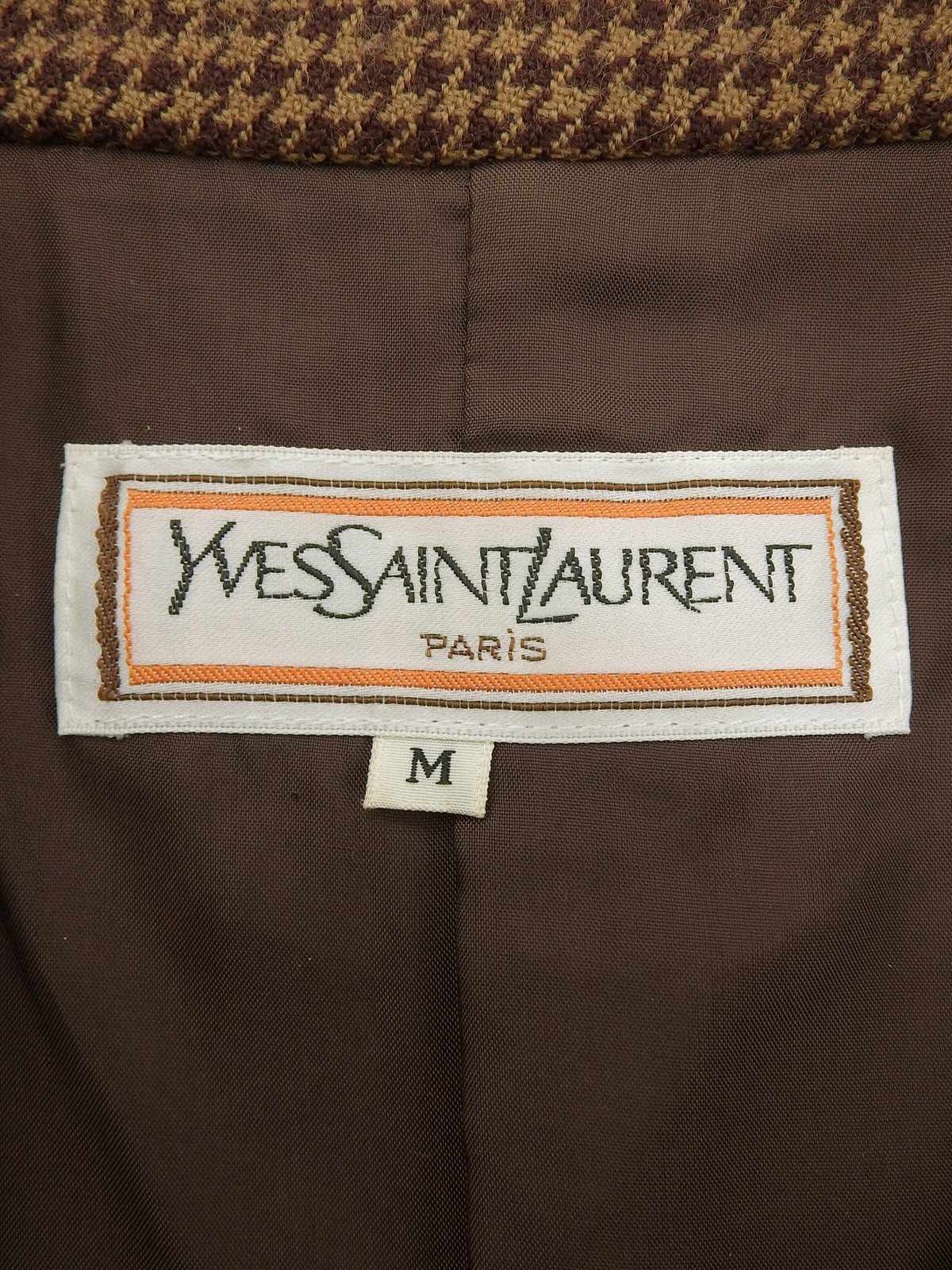 Houndstooth pattern double-breasted jacket in brown