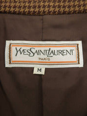 Houndstooth pattern double-breasted jacket in brown