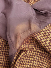 Houndstooth pattern double-breasted jacket in brown