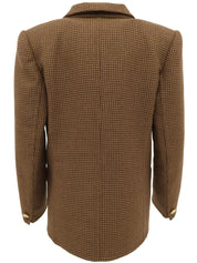 Houndstooth pattern double-breasted jacket in brown