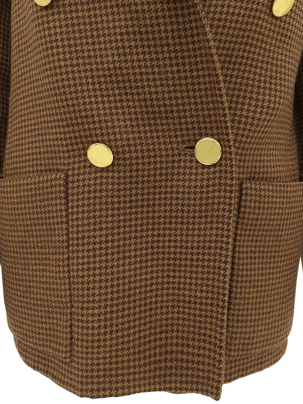 Houndstooth pattern double-breasted jacket in brown