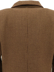Houndstooth pattern double-breasted jacket in brown