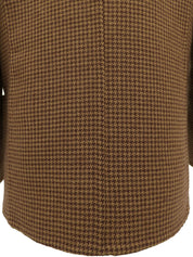 Houndstooth pattern double-breasted jacket in brown