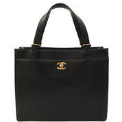 Circa 1998 Caviar Skin CC Turnlock Tote Bag Black