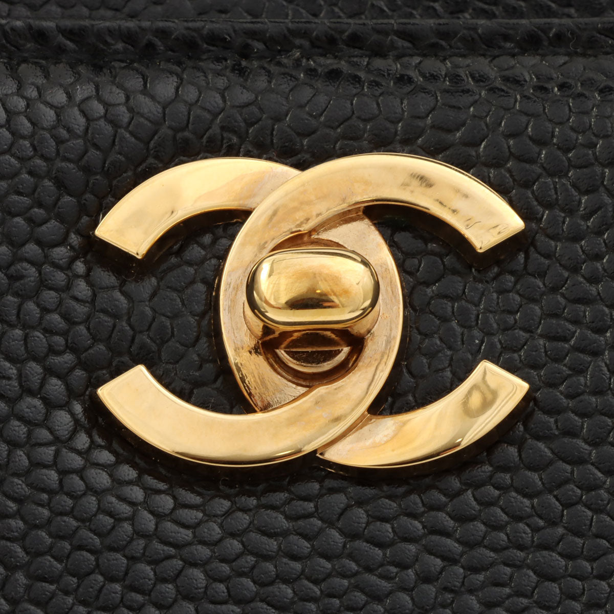 Circa 1998 Caviar Skin CC Turnlock Tote Bag Black