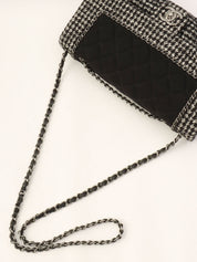 2014-era Cotton Tweed Combo CC Turnlock Chain Shoulder Bag Black/Gray