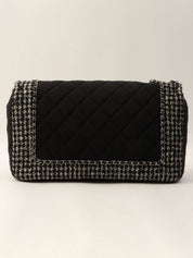 2014-era Cotton Tweed Combo CC Turnlock Chain Shoulder Bag Black/Gray
