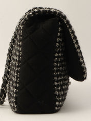 2014-era Cotton Tweed Combo CC Turnlock Chain Shoulder Bag Black/Gray