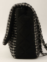 2014-era Cotton Tweed Combo CC Turnlock Chain Shoulder Bag Black/Gray