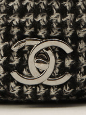 2014-era Cotton Tweed Combo CC Turnlock Chain Shoulder Bag Black/Gray
