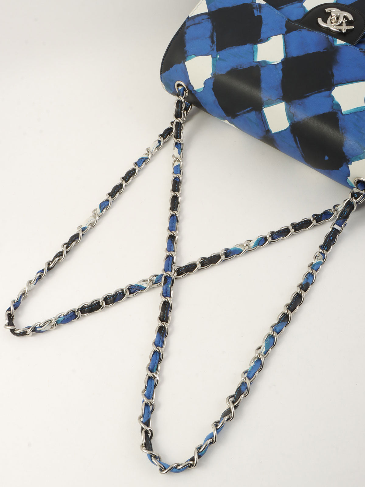 2016年頃製 エアラインクラシックフラップチェーンバッグジャンボ ブルー/マルチ