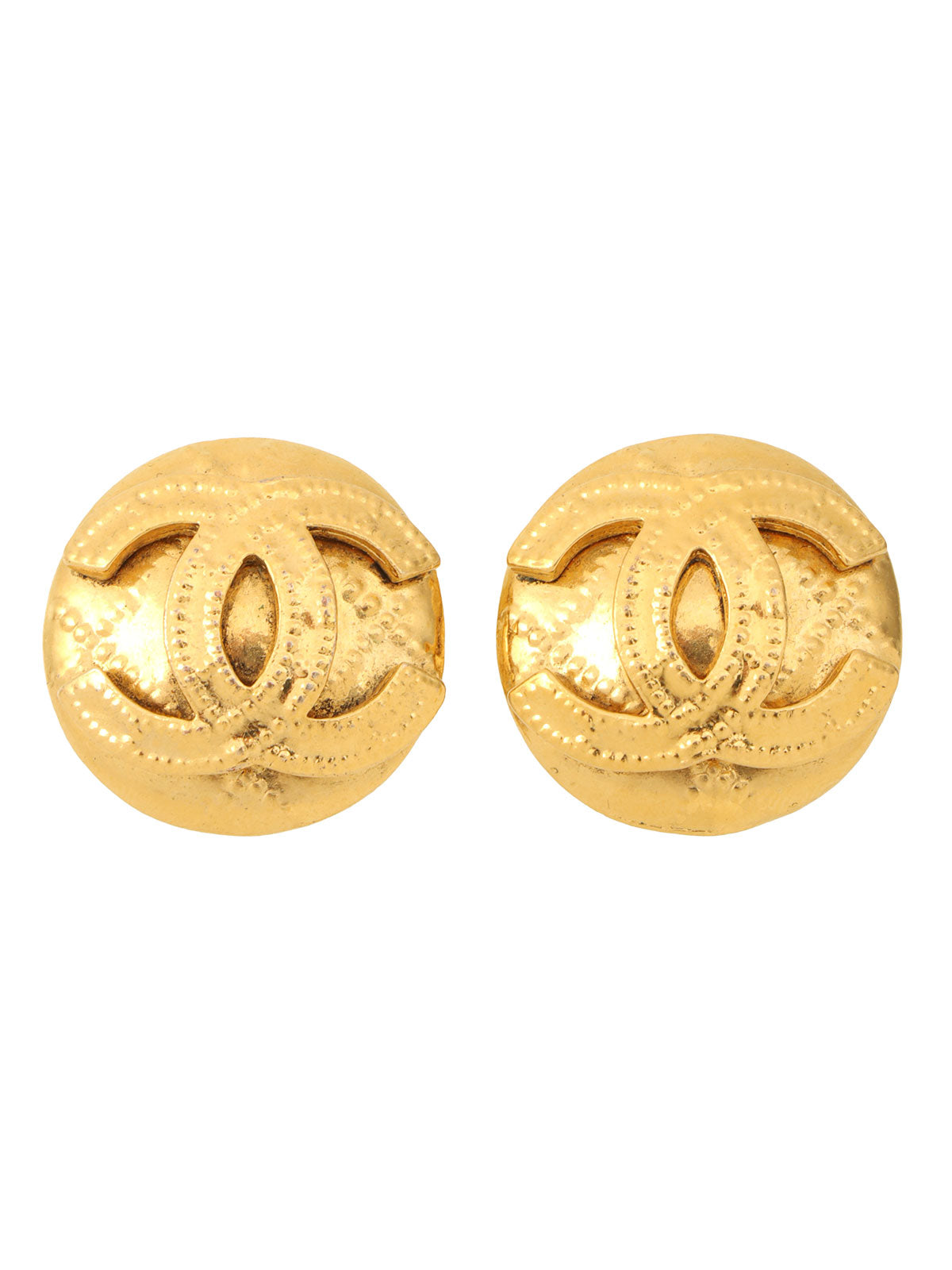 1994 Round CC Mark Earrings Gold