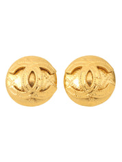 1994 Round CC Mark Earrings Gold