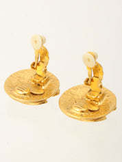 1994 Round CC Mark Earrings Gold