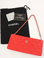 2004 Chocolate Bar Icon Pattern Chain Shoulder Bag, Red