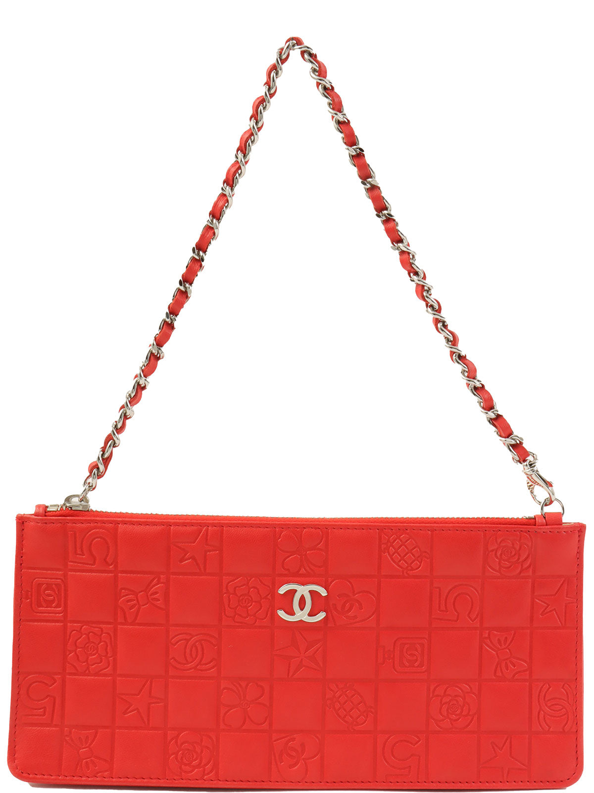 Chanel Chocolate Bar Icon Pattern Chain Shoulder Bag Red, circa 2004