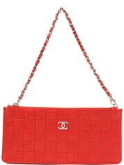 Chanel Chocolate Bar Icon Pattern Chain Shoulder Bag Red, circa 2004