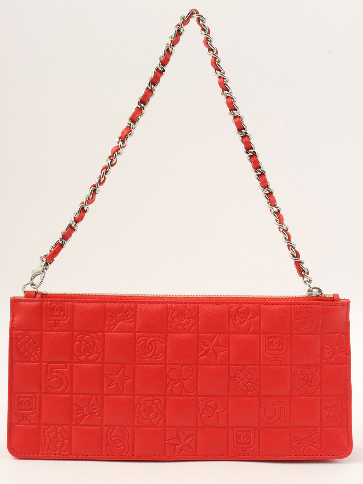 Chanel Chocolate Bar Icon Pattern Chain Shoulder Bag Red, circa 2004