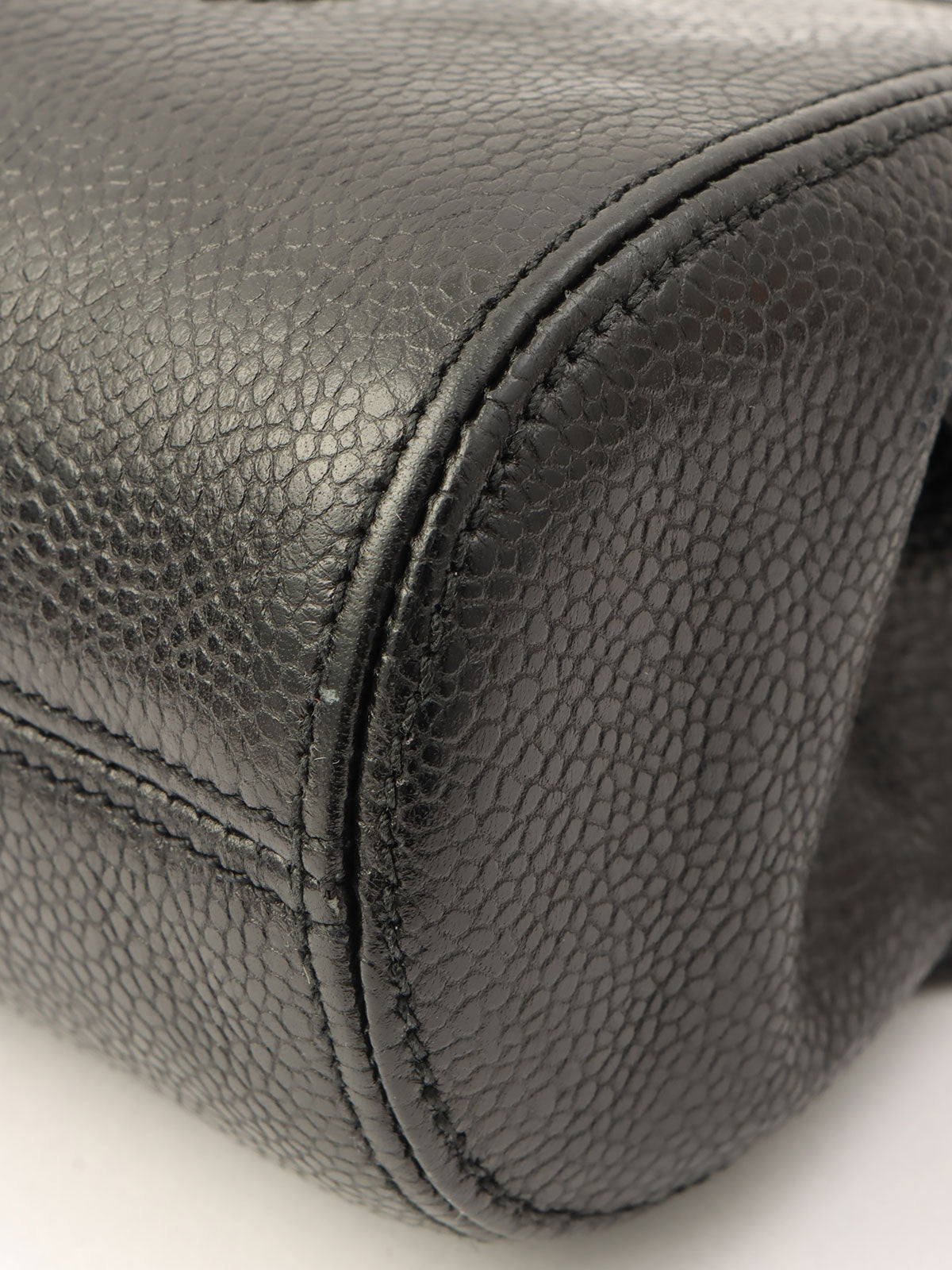 1998 Caviar Skin CC Mark Stitch Mini Chain Shoulder Bag in Black