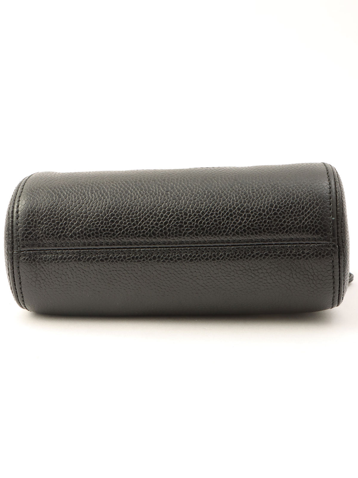 1998 Caviar Skin CC Mark Stitch Mini Chain Shoulder Bag in Black