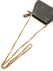 1998 Caviar Skin CC Mark Stitch Mini Chain Shoulder Bag in Black