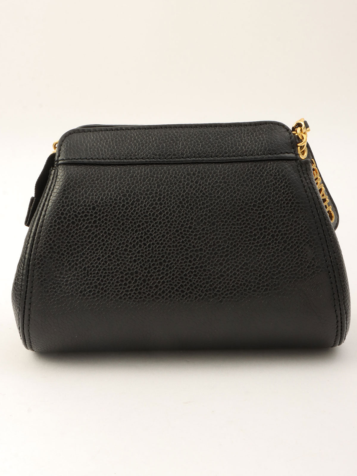 1998 Caviar Skin CC Mark Stitch Mini Chain Shoulder Bag in Black