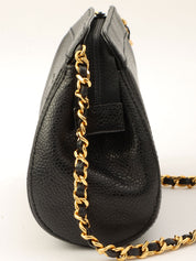 1998 Caviar Skin CC Mark Stitch Mini Chain Shoulder Bag in Black