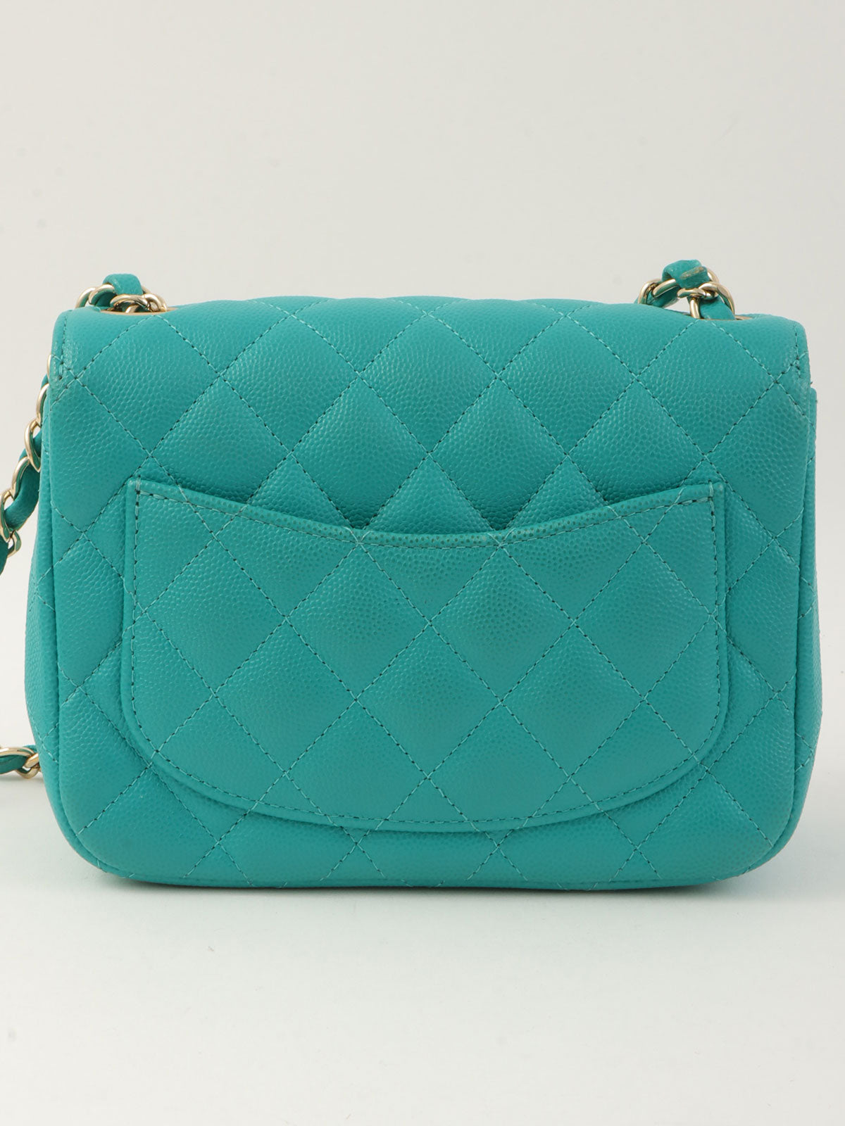 2016年頃製 キャビアスキンクラシックフラップチェーンバッグミニ ターコイズ