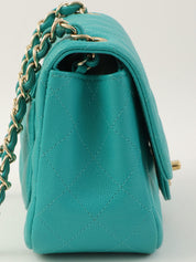 2016年頃製 キャビアスキンクラシックフラップチェーンバッグミニ ターコイズ