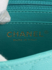 2016年頃製 キャビアスキンクラシックフラップチェーンバッグミニ ターコイズ