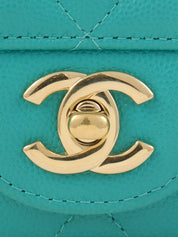 2016年頃製 キャビアスキンクラシックフラップチェーンバッグミニ ターコイズ