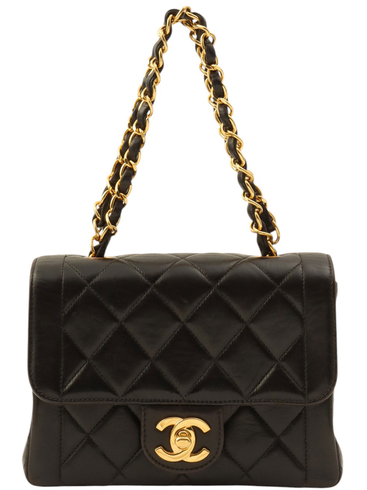 Around 1995 Made CC Turn-lock Chain Bag Black