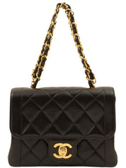 Around 1995 Made CC Turn-lock Chain Bag Black
