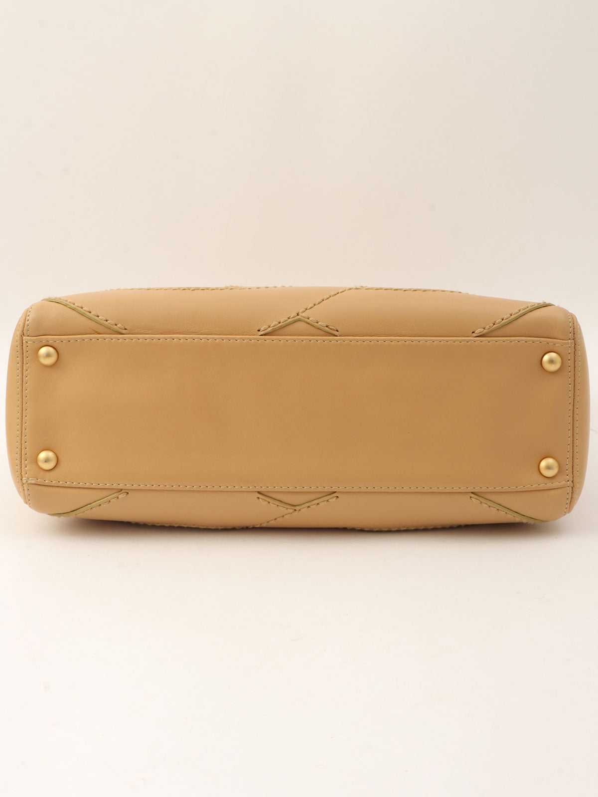 Around 2004 Made CC Mark Stitched Top Handle Bag Beige