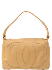 Around 2004 Made CC Mark Stitched Top Handle Bag Beige