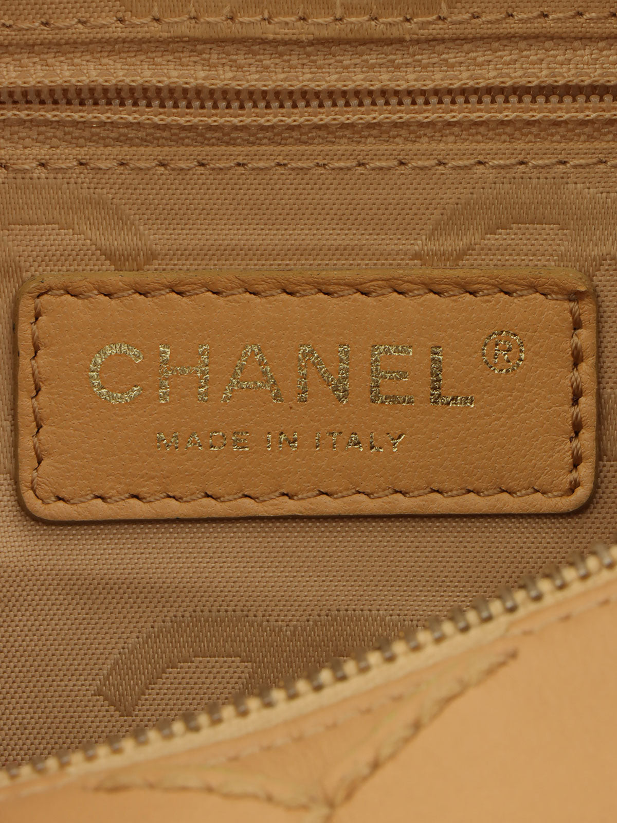 Around 2004 Made CC Mark Stitched Top Handle Bag Beige