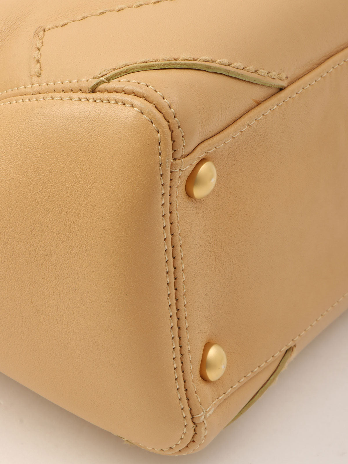 Around 2004 Made CC Mark Stitched Top Handle Bag Beige