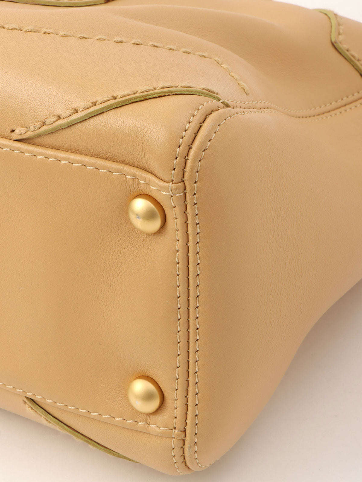 Around 2004 Made CC Mark Stitched Top Handle Bag Beige