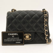 2018 Caviar Skin Classic Flap Chain Bag Mini Black