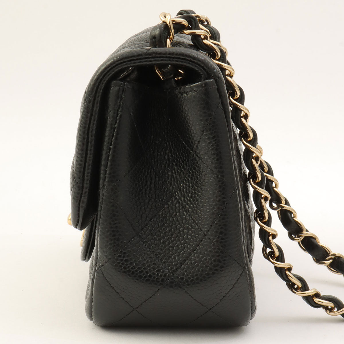 2018 Caviar Skin Classic Flap Chain Bag Mini Black