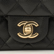 2018 Caviar Skin Classic Flap Chain Bag Mini Black