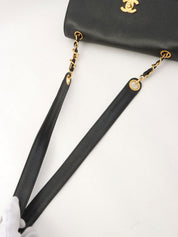 circa 1997 Caviar Skin CC Turn-Lock Shoulder Bag, Black