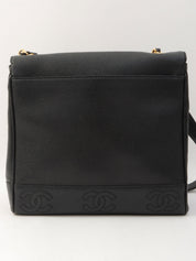 circa 1997 Caviar Skin CC Turn-Lock Shoulder Bag, Black