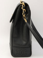 circa 1997 Caviar Skin CC Turn-Lock Shoulder Bag, Black