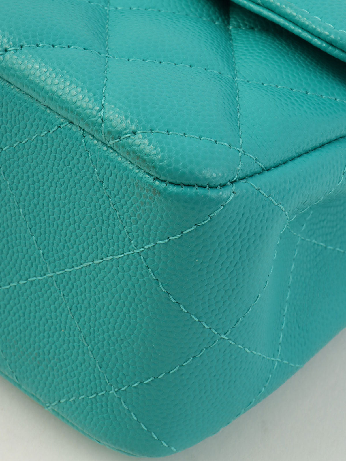 2016年頃製 キャビアスキンCCターンロックチェーンバッグ ターコイズグリーン