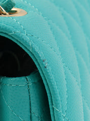 2016年頃製 キャビアスキンCCターンロックチェーンバッグ ターコイズグリーン