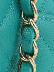 2016年頃製 キャビアスキンCCターンロックチェーンバッグ ターコイズグリーン