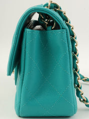 2016年頃製 キャビアスキンCCターンロックチェーンバッグ ターコイズグリーン